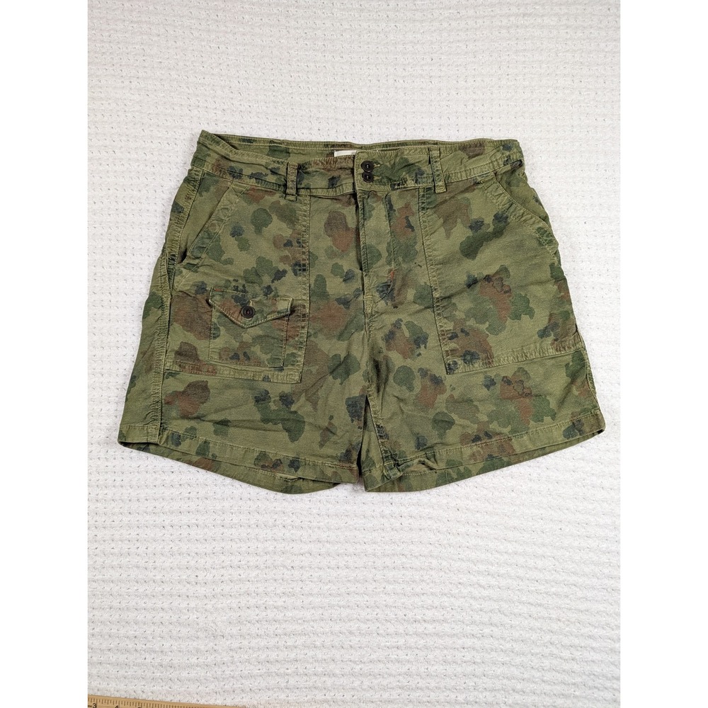 Anthropologie The Wanderer Camo Utility Shorts Green‎ Brown Cotton Linen Size 29
